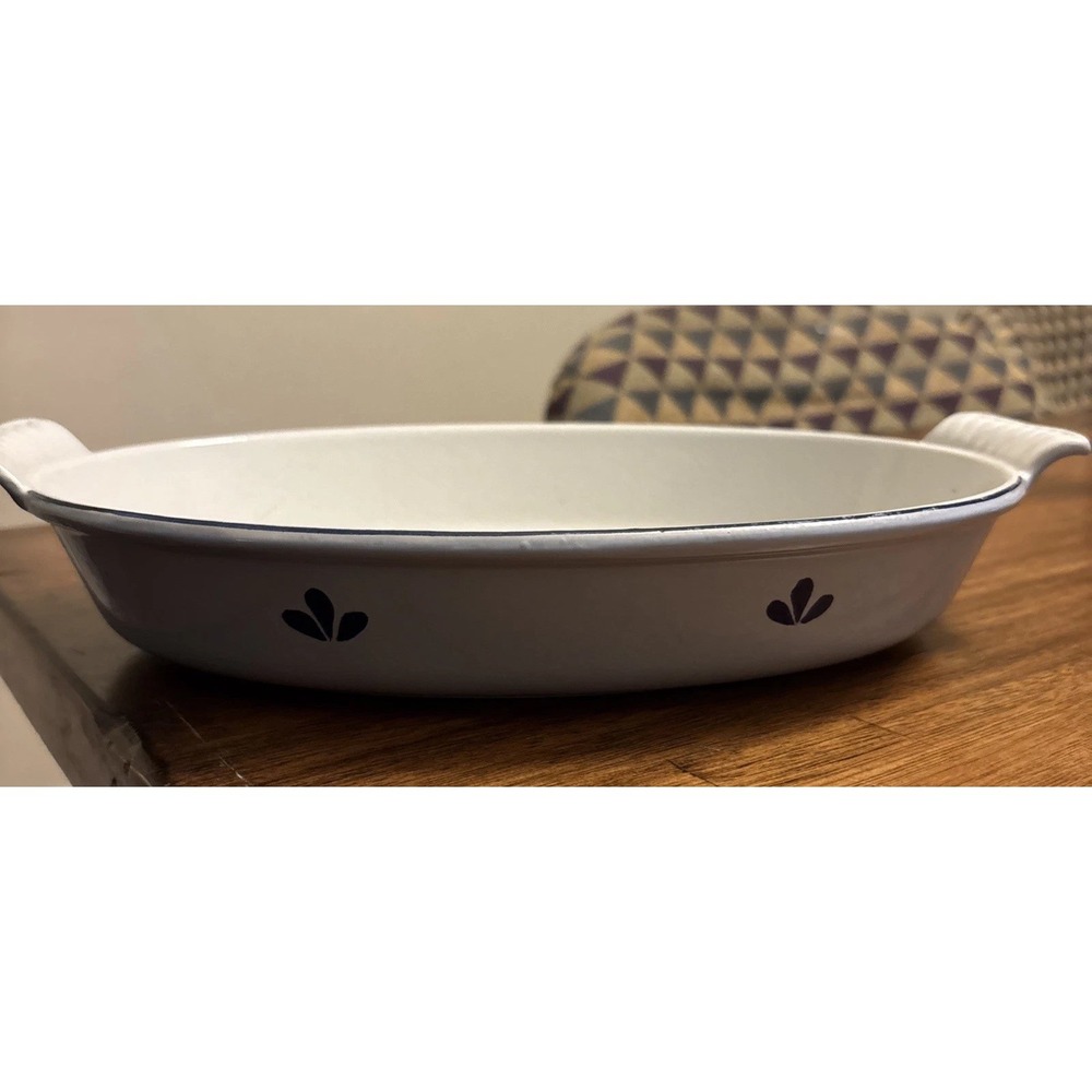 Delft‎ Blue Enamel Cast Iron Oval Casserole Dish DRU Holland no. 26 Blue Tulips